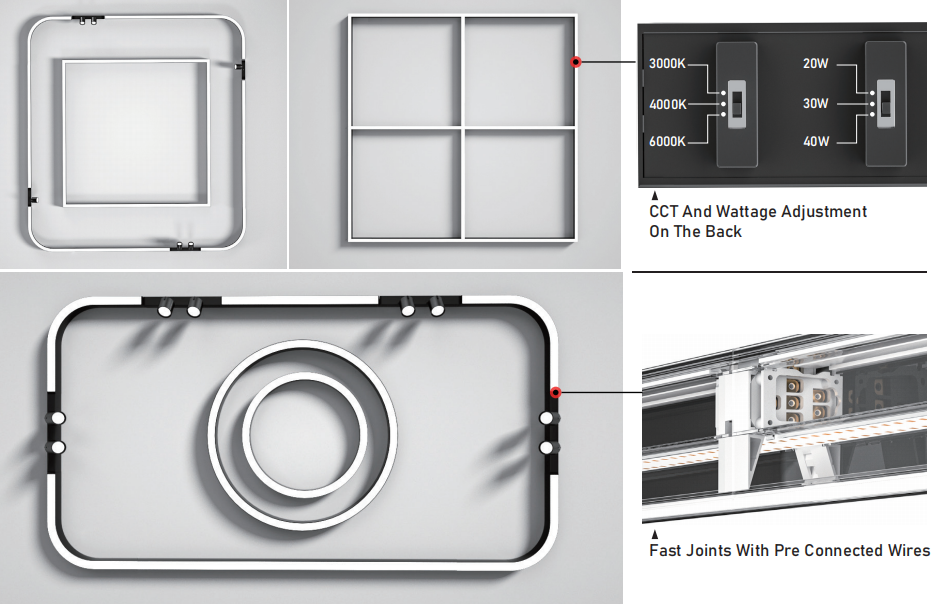 نظام إضاءة خطية LED معياري بعرض 50mm مزوّد بوحدات توصيل سريع quick-connect